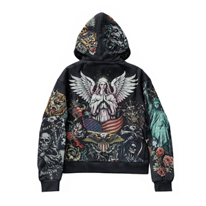 Sweat à capuche zippé unisexe surdimensionné en molleton 550-600 g/m² avec impression numérique personnalisée par le fabricant – Collection Hiver - Product Image 2