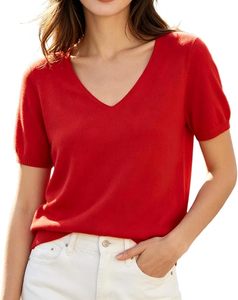 Pull sportif ajusté pour femme, col rond, en viscose/coton respirant, manches courtes, pour le quotidien printemps/été - Product Image 1