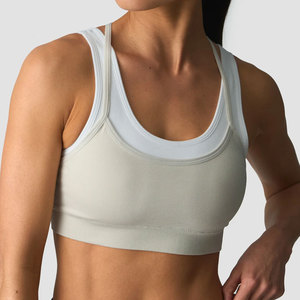 Sujetador Deportivo de Diseño Personalizado para Mujer, Ropa de Yoga de Doble Capa, Cuello en U, Ajuste al Cuerpo, Compresión, Transpirable, Ligero, Color Sólido - Product Image 1