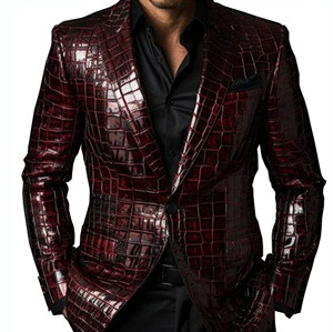 Veste en cuir pour homme, veste de motard en cuir, veste en cuir de crocodile, veste texturée en crocodile faite à la main, veste décontractée - Product Image 6