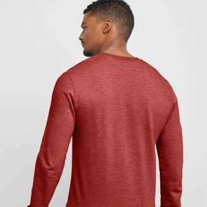 T-shirts décontractés en lin/coton pour hommes, à manches longues, col rond, non tissés, personnalisables avec logo, écologiques, séchage rapide, respirants pour le printemps – Vente en gros - Product Image 4