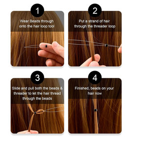 Kit de Extensiones de Cabello con Micro Anillas, Juego de Herramientas Profesionales para Extensiones de Cabello con Pinzas, Aguja de Bucle, Gancho para Remover Cuentas - Product Image 6