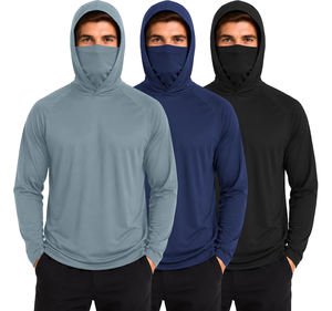 Nouveau 2026 – Sweat à capuche de pêche gris-bleu pour homme, protection solaire UPF 50, masque facial intégré, manches longues, anti-UV, ODM OEM - Product Image 4