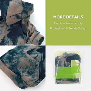 Sudadera con Capucha para Perro con Estampado de Cachorro Tie Dye, Informal, de Otoño, con Bolsillo, Forro Polar, Transpirable, Resistente al Viento, Estilo Deportivo - Product Image 6
