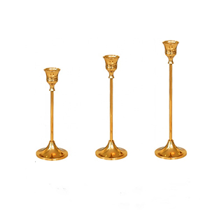 Ensemble de bougeoirs coniques en métal doré style nordique, support de bougie pilier vintage en laiton, centre de table pour mariage et décoration intérieure - Product Image 4