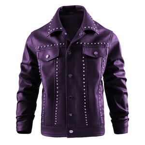 Good Supplier New Arrival Trendy Comfortable Premium Quality Custom Logo Heavy Duty Stylish Purple <b>Studded</b> Stand Slim Fit - Product Image 1