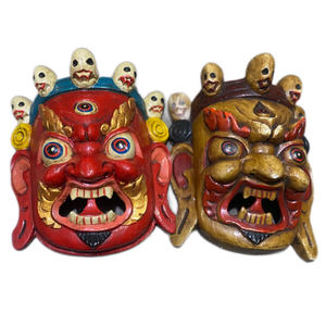 Máscara de Bhairab Tallada a Mano en Madera de Pino, Decoración de Pared, Arte Budista, Artesanía Religiosa, Coleccionable, Decoración del Hogar, Irregular, Nuevo - Product Image 4