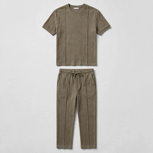 Wholesale Summer Men's Casual Shorts <b>Set</b> Plain Color Solid 100% Cotton Jersey Quick Dry Knitted Pocket Customized Logo <b>Twin</b> <b>Set</b> - Product Image 2