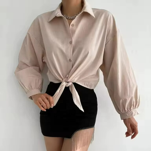 Chemisiers d'été beiges à manches courtes pour femmes de qualité supérieure, décontractés, anti-UV, en tissu fin, confortables - Product Image 5