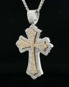 Pendentif Croix Luxe Iced Out avec Moissanite VVS, Bijoux Hip Hop, Collier Bling en Argent et Or - Product Image 3