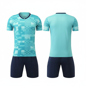 Camiseta de Fútbol Sublimada Color Verde Azulado para Hombre, Manga Corta, Cuello en V, Poliéster que Absorbe la Humedad, Ropa Deportiva para Todas las Temporadas, Patrón Geométrico - Product Image 6