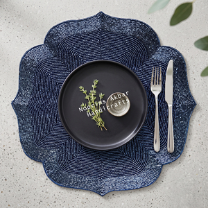Set de Napperons Ronds Artisanaux en Corail Bleu Perlé, Motif Branche Marine, pour Décoration de Table Thème Océan, Plage et Dîner en Plein Air - Product Image 2
