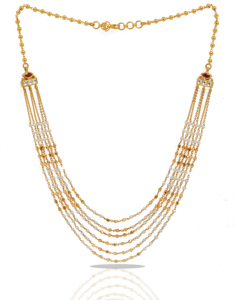 Elegant Five Layer Gold and Seed Pearl Rani Haar Necklace for Women Traditional Multi Strand Wedding Jewelry with <b>Ruby</b> Accents - Product Image 2