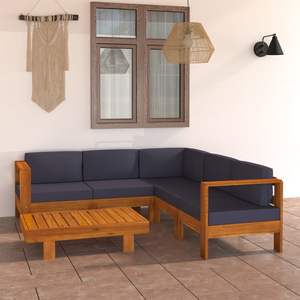 Conjunto de Muebles de Jardín Elegantes en Madera de Acacia Gris Oscuro con Tela 100% Poliéster - Product Image 1