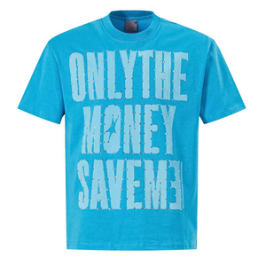 Only The Money Save Me T-shirt en coton jaune pour homme, style streetwear, manches courtes, col rond, imprimé, coupe classique - Product Image 3