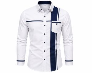 Chemise habillée noire à blocs de couleur pour homme, manches longues, motif uni, col montant, en tissu tricoté, style décontracté chic, idéale pour le printemps - Product Image 4