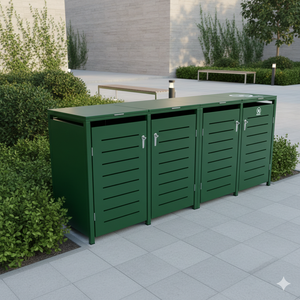 Durable <b>Metal</b> Wall Mounted Collapsible Dust <b>Bin</b> Portable Outdoor Garbage Basket with Water Resistant Cover EDPTBC000 - Product Image 5