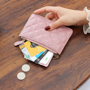 New Fashion Diamond Lattice Wool Coin Purse Luxury Soft Mini <b>Wallet</b> Women Quilted Zippered <b>RFID</b> Blocking Scarves Small Pouch - Product Image 2