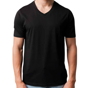 Men's Summer 100% Cotton T-Shirt Solid Color V-Neck Short Sleeve Loose Fit Breathable Printing Custom <b>Design</b> Casual Men T-Shirt - Product Image 4