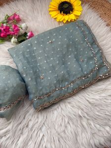 Sari de Seda de Diseño Premium de Boutique India, Bordado a Mano, Estilo Bollywood, Prenda Étnica Elegante para Bodas y Fiestas - Product Image 6