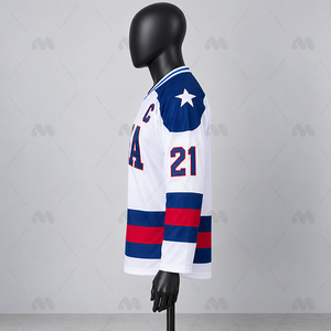 Maillots de hockey sur glace américains 2025 personnalisés, broderie 3D, antibactériens, pour adultes, 100 % polyester, maille teinte, manches longues - Product Image 4
