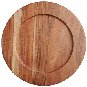 Assiette de Présentation Rustique en Bois à Bord Cannelé, Assiette Ronde pour Événements de Restauration et Décoration de Table à Domicile - Product Image 6