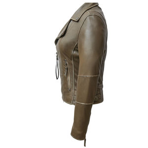 Women Black Leather <b>Biker</b> <b>Jacket</b> Premium Genuine Leather Motorcycle Coat Custom OEM ODM Wholesale Manufacturer - Product Image 3