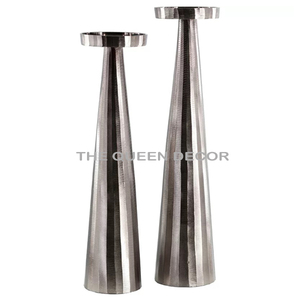 Support de bougie en aluminium avec finition laiton antique, design gaufré, fait main, prix de gros, pour la maison, taille personnalisée - Product Image 5