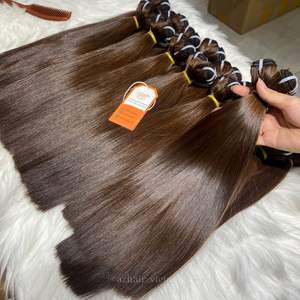 Extensiones de cabello de trama de Color marrón recto de hueso de moda caliente 100% paquetes de tejido de cabello vietnamita crudo precio al por mayor - Product Image 6