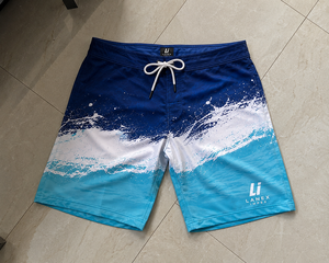 Shorts de bain pour homme personnalisés à séchage rapide, imprimé vagues océaniques, légers, extensibles, pour sports nautiques - Product Image 6
