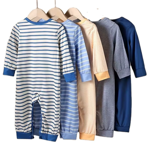 Autumn-Winter Boys' Simple Striped Solid Color Open-Leg Footed Pants Multi-Pack Perfect Outdoor Thermal Breathable Single Button - Product Image 2