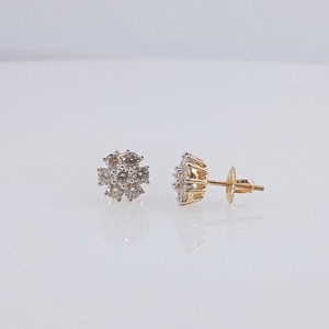 Boucles d'oreilles clous pour femmes en argent sterling 925 avec diamant naturel taille ronde 1,16 carat, bijoux de mariage tendance plaqués rhodium - Product Image 1