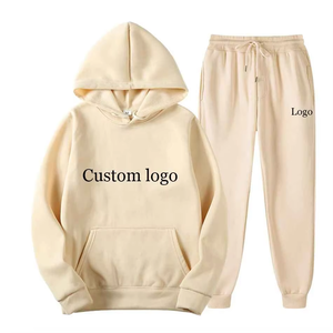 Precio al por mayor: Conjunto de chándal de invierno estilo urbano con chaqueta con capucha y cordón, y pantalón jogger, ropa deportiva atlética para entrenamiento, running y gimnasio, color liso. - Product Image 3