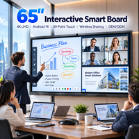 Tableau interactif intelligent 4K de 65 pouces, Android 14, écran tactile 40 points, affichage numérique commercial OEM ODM, tableau de menu, garantie 1 an, texte