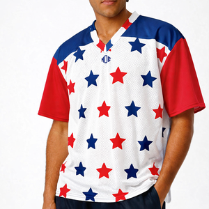 Jersey de Fútbol Americano Personalizado con Estampado de Estrellas, Ropa Deportiva Transpirable de Malla para Hombre, MOQ Bajo, Suministro al por Mayor con Etiqueta Privada OEM - Product Image 1