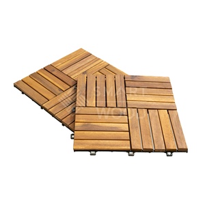 Modern Acacia WPC Outdoor Decking Tiles 300x300mm Oiled Natural Golden Light Oak Anti-Slip Square Brushed Interlocking <b>Flooring</b> - Product Image 2