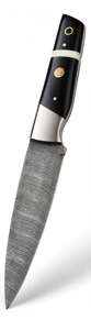 Couteau de chef artisanal en acier Damas, couteau utilitaire de cuisine avec manche en bois d'ébène noir - Product Image 5