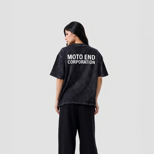 เสื้อยืดโอเวอร์ไซส์สีดำผ้าฝ้ายฟอกทรงโอเวอร์ไซส์ คอกลม แขนสั้น สไตล์ลำลอง สตรีทแวร์ พิมพ์ลายตัวอักษร ทรงพอดีตัว - Product Image 4