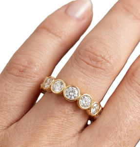 Wholesale Round Lab Grown Diamond 10K 14K Solid Gold Bezel Set Full Eternity Band Stackable Band Fashion Moissanite Diamond Ring - Product Image 5