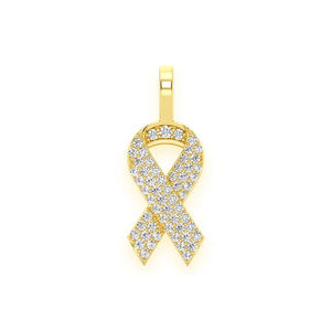 Pendentifs Ruban de Sensibilisation SHRAMAN DIAMOND en Or 14K Unisexe, Moissanite de Qualité Supérieure, Breloques de Bijoux Tendance de Luxe Personnalisées - Product Image 1