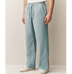 Pantalon décontracté léger en coton pour homme, coupe décontractée, respirant, séchage rapide, taille élastique mi-haute, bleu clair, pour la plage - Product Image 4