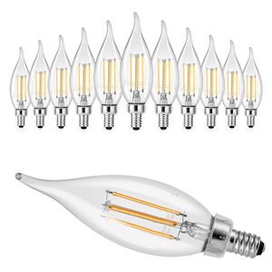 Lampadine LED Dimmerabili per Candelabri, Confezione da 12, Stile Vintage con Punta a Fiamma, Illuminazione Calda 2725K, 90 Colori, 6W, 120V/60Hz - Product Image 1