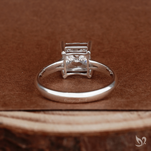 Bague de fiançailles 2 carats en diamant de laboratoire taille princesse, à double sangle et bord fin, en or blanc 10K, bague de mariage tendance et spectaculaire - Product Image 3