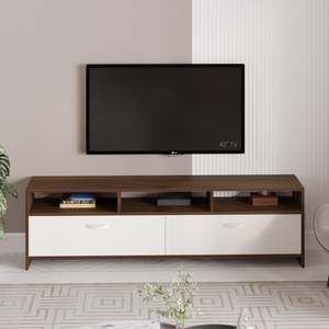 Meuble TV design moderne en bois d'ingénierie Mannsae avec étagères pour livres et présentoir décoratif pour chambre à coucher - Product Image 6