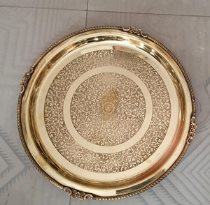 Service de table en laiton, assiettes en laiton, vaisselle pour mariages et réceptions, assiettes à dessert de mariage au design artisanal - Product Image 6