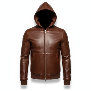Leather Hoodie Stylish Everyday Use Modern Fashion Winter Men Women High Quality - Product Image 3