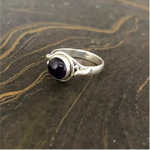 Dainty Amethyst <b>925</b> <b>Silver</b> <b>Ring</b> Tiny Bead Accent Detailing Modern Simple Gemstone Wedding Party Jewelry Item - Product Image 2