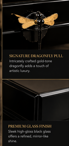 Luxury Black Mirror <b>Glass</b> Decorative Storage Box Set Dragonfly <b>Knob</b> Premium Jewelry Vanity Organizer Boxes Home Decor Lacquered - Product Image 3