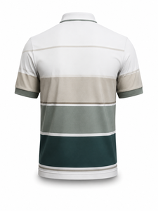Camiseta de Golf para Hombre, Sólida, de Manga Corta, Tejida, Transpirable, con Bloques de Color, Logotipo Frontal Personalizado, Diseño Bordado, 100% Algodón - Product Image 3