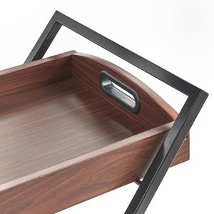 Carrello bar Lester a 2 livelli in metallo e legno con ruote bloccabili Nero/Noce - Product Image 2